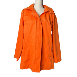 Dennis by Dennis Basso Women's Coat Size Small Orange Zipper Snap Close w/Hood